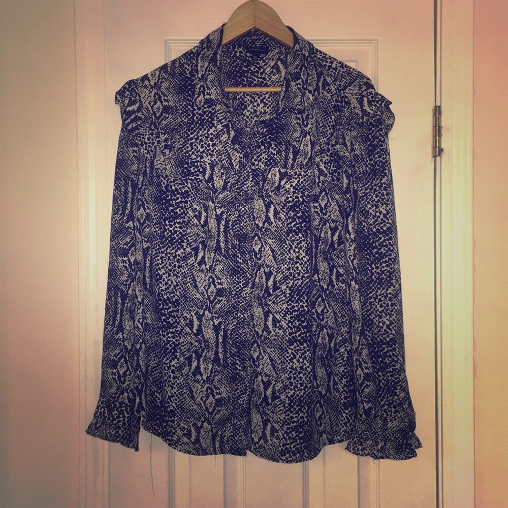 Women’s Snakeskin print,  button down collar shirt